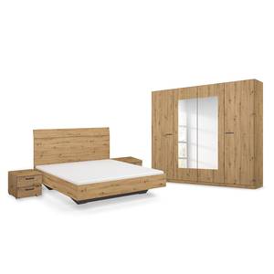 Schlafzimmer-Set Florenz mit 180er Bett Eiche Artisan Dekor - Breite: 226 cm - Mit Spiegeltür/-en