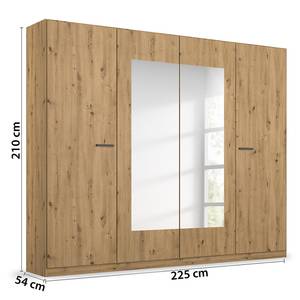 Set di mobili Florenz con letto 160 cm Effetto quercia Artisan - Larghezza: 226 cm - Con ante a specchio