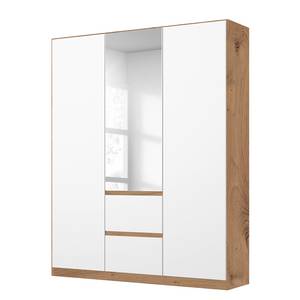 Armadio con anta a specchio Nidda Bianco alpino / Effetto quercia Artisan - Larghezza: 136 cm