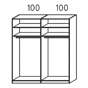 Schwebetürenschrank Tegio Glas - Weiß / Eiche Sanremo Dunkel Dekor - Breite: 200 cm