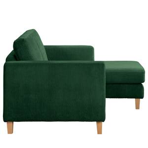 Ecksofa MAISON 1-Sitzer mit Longchair Cordstoff Poppy: Tannengrün - Longchair davorstehend rechts