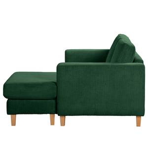 Ecksofa MAISON 1-Sitzer mit Longchair Cordstoff Poppy: Tannengrün - Longchair davorstehend rechts