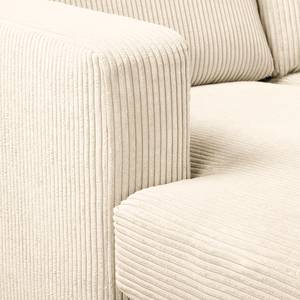 Ecksofa MAISON 1-Sitzer mit Longchair Cordstoff Poppy: Creme - Longchair davorstehend links