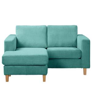 Ecksofa MAISON 1-Sitzer mit Longchair Cordstoff Poppy: Türkis - Longchair davorstehend links