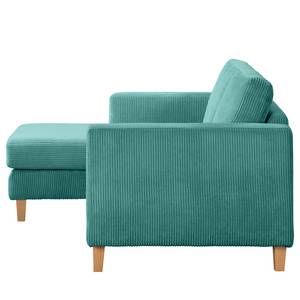 Ecksofa MAISON 1-Sitzer mit Longchair Cordstoff Poppy: Türkis - Longchair davorstehend links