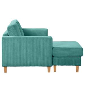 Ecksofa MAISON 1-Sitzer mit Longchair Cordstoff Poppy: Türkis - Longchair davorstehend links