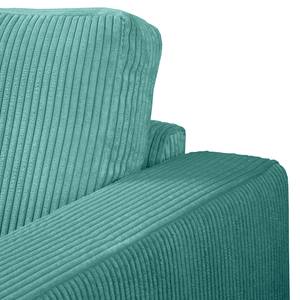 Ecksofa MAISON 1-Sitzer mit Longchair Cordstoff Poppy: Türkis - Longchair davorstehend links