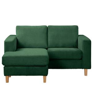 Ecksofa MAISON 1-Sitzer mit Longchair Cordstoff Poppy: Tannengrün - Longchair davorstehend links