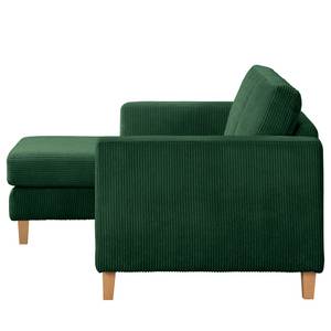 Ecksofa MAISON 1-Sitzer mit Longchair Cordstoff Poppy: Tannengrün - Longchair davorstehend links