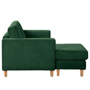 Ecksofa MAISON 1-Sitzer mit Longchair Cordstoff Poppy: Tannengrün - Longchair davorstehend links