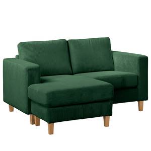 Ecksofa MAISON 1-Sitzer mit Longchair Cordstoff Poppy: Tannengrün - Longchair davorstehend links