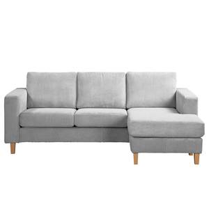 Ecksofa MAISON 2-Sitzer mit Longchair Webstoff - Cordstoff Poppy: Hellgrau - Longchair davorstehend rechts