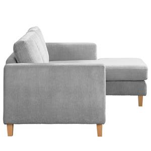 Ecksofa MAISON 2-Sitzer mit Longchair Cordstoff Poppy: Hellgrau - Longchair davorstehend rechts