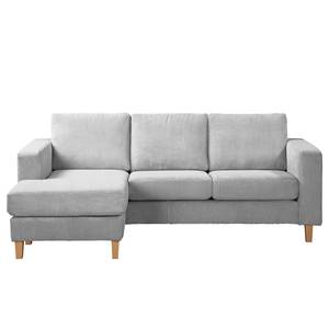 Ecksofa MAISON 2-Sitzer mit Longchair Webstoff - Cordstoff Poppy: Hellgrau - Longchair davorstehend links