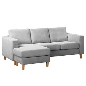 Ecksofa MAISON 2-Sitzer mit Longchair Webstoff - Cordstoff Poppy: Hellgrau - Longchair davorstehend links