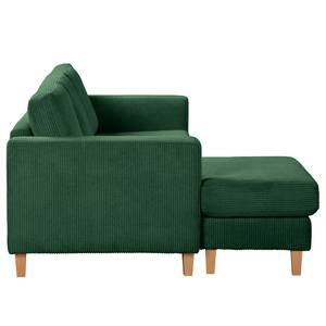 Ecksofa MAISON 2-Sitzer mit Longchair Webstoff - Cordstoff Poppy: Tannengrün - Longchair davorstehend links