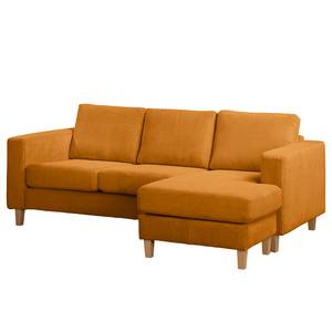 Ecksofa MAISON 2-Sitzer mit Longchair Cordstoff Poppy: Bernstein - Longchair davorstehend rechts