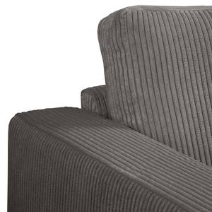 Divano angolare MAISON + funzione letto Velluto a coste Poppy: grigio - Longchair preimpostata a destra