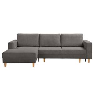 Ecksofa MAISON mit Schlaffunktion Cordstoff Poppy: Grau - Longchair davorstehend links