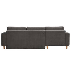 Ecksofa MAISON mit Schlaffunktion Cordstoff Poppy: Grau - Longchair davorstehend links