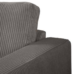 Ecksofa MAISON mit Schlaffunktion Cordstoff Poppy: Grau - Longchair davorstehend links