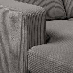 Ecksofa MAISON mit Schlaffunktion Cordstoff Poppy: Grau - Longchair davorstehend links