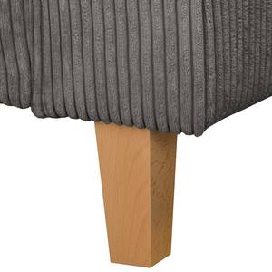 Ecksofa MAISON mit Schlaffunktion Cordstoff Poppy: Grau - Longchair davorstehend links