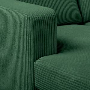 Divano angolare MAISON + funzione letto Velluto a coste Poppy: verde abete - Longchair preimpostata a sinistra