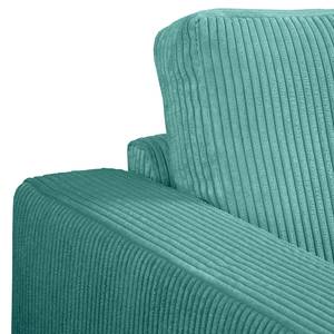 Ecksofa MAISON mit Schlaffunktion Cordstoff Poppy: Türkis - Longchair davorstehend rechts