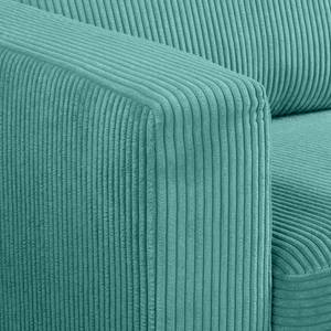 Ecksofa MAISON mit Schlaffunktion Cordstoff Poppy: Türkis - Longchair davorstehend rechts