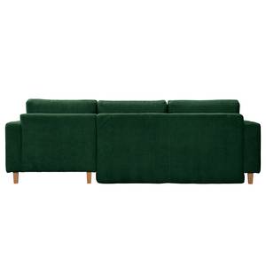 Divano angolare MAISON + funzione letto Velluto a coste Poppy: verde abete - Longchair preimpostata a destra