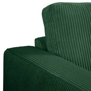 Divano angolare MAISON + funzione letto Velluto a coste Poppy: verde abete - Longchair preimpostata a destra