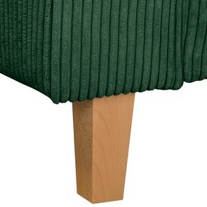 Divano angolare MAISON + funzione letto Velluto a coste Poppy: verde abete - Longchair preimpostata a destra