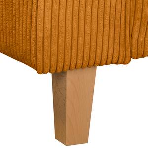 Canapé d’angle MAISON, fonction couchage Velours côtelé Poppy: Ambre - Méridienne courte à droite (vue de face)