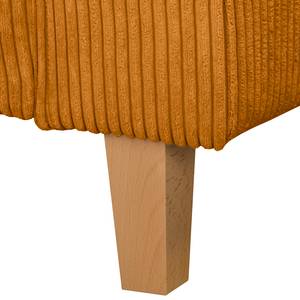 Canapé d’angle MAISON, fonction couchage Velours côtelé Poppy: Ambre - Méridienne courte à gauche (vue de face)
