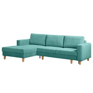 Ecksofa MAISON mit Schlaffunktion Cordstoff Poppy: Türkis - Longchair davorstehend links