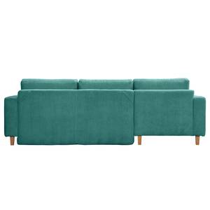 Ecksofa MAISON mit Schlaffunktion Cordstoff Poppy: Türkis - Longchair davorstehend links