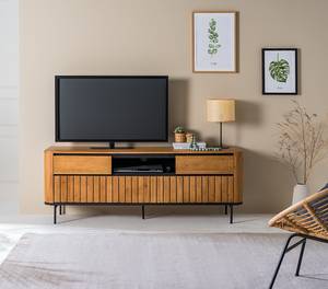 Houten tv-meubel AMELLO massief acaciahout/metaal - acaciahout/zwart