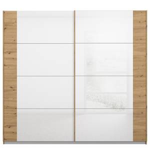 Schwebetürenschrank Artemis Glas - Weiß / Eiche Artisan Dekor - Breite: 226 cm