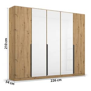 Armoire à portes battantes Artemis Verre - Blanc / Imitation chêne Artisan - Largeur : 226 cm