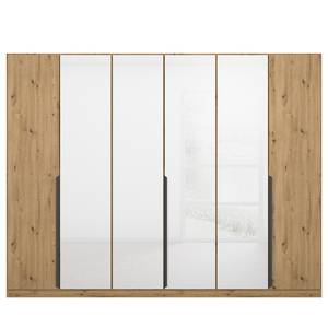 Armoire à portes battantes Artemis Verre - Blanc / Imitation chêne Artisan - Largeur : 271 cm