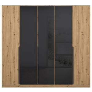 Armoire à portes battantes Artemis Verre - Graphite / Imitation chêne Artisan - Largeur : 226 cm