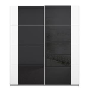 Armoire à portes coulissantes Artemis Verre - Gris gaphite / Blanc - Largeur : 181 cm