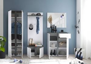 Armoire Menaik Blanc brillant / Anthracite