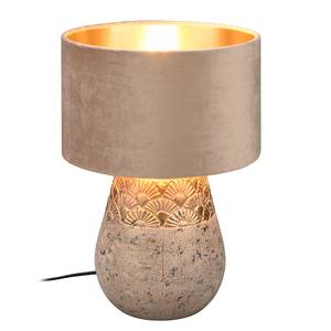 Tischleuchte Kiran Samt / Keramik - 1-flammig - Grau
