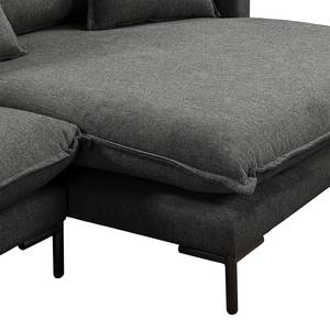 Ecksofa JOMYRA mit Longchair Webstoff Aleika: Dunkelgrau - Longchair davorstehend rechts