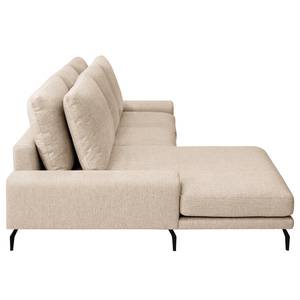 Ecksofa Penda mit Longchair Strukturstoff Luela: Sand - Longchair davorstehend links