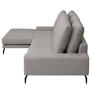 Ecksofa Penda mit Longchair Strukturstoff Luela: Graphit - Longchair davorstehend links