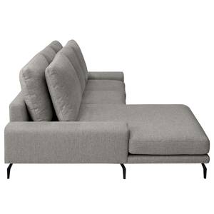 Ecksofa Penda mit Longchair Strukturstoff Luela: Graphit - Longchair davorstehend links