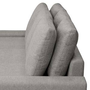 Hoekbank Penda met chaise longue geweven stof - Structuurstof Luela: Grafietkleurig - Longchair vooraanzicht links